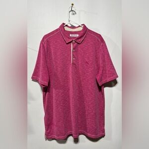 Tommy Bahama Pink Polo Shirt with Classic Collar and Short Sleeves Size XL
